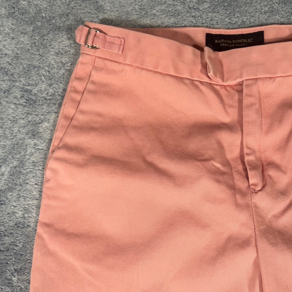 Vintage Banana Republic Premium Chinos Pink Wide Leg Cropped Cotton Pants Size 4 - Picture 3 of 15